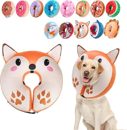 BEAUTYZOO Inflatable Dog Cone Collar Alternative After Surgery, Soft Donut Recovery E-Collar for Large & XL Dogs Girls Boys, Adjustable Pet Neck Cone to Stop Licking Wounds, L