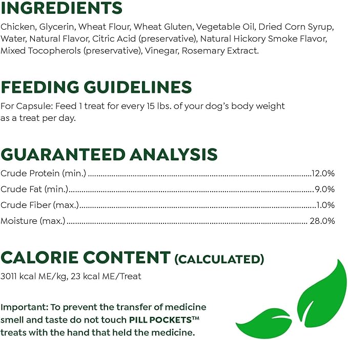Greenies Pill Pockets for Dogs Large Size, Dog Treat Pouch for Capsule Medication, Chicken Flavor, (6) 7.9 oz. Pouches