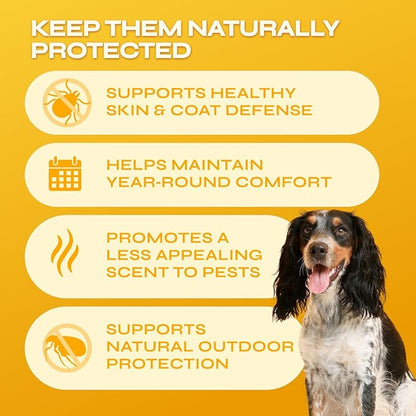 Flea and Tick Prevention for Dogs - with Neem 9,750 mg per Pack - No Chemicals - Flea and Tick Control Oral Pills for All Dogs and Puppies - Chewable Skin and Coat Supplement - 130 Soft Duck Treats