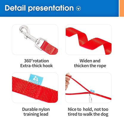 BAAPET 15/20/30/50/100 ft Long Dog Training Leash with Clickers for Small, Medium and Large Dogs or Cats (15 Feet, Red)