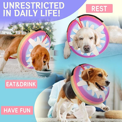 Inflatable Dog Cone Collar Alternative After Surgery, Donut Soft Neck Cone for Golden & German Shepherd Extra Large Dogs, etc, Protective Comfortable E Collar Recovery Cone Not Block Vision