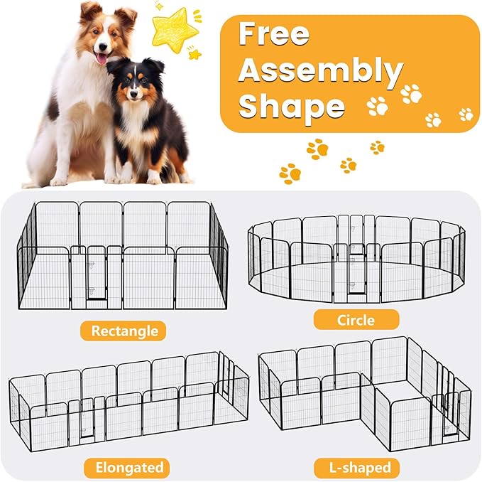 FDW Dog Playpen Dog Pen 16 Panels 40 Inch Hight Indoor Outdoor Folding Metal Portable Puppy Exercise Pen Heavy Duty Dog Fence for Yard Camping,Black