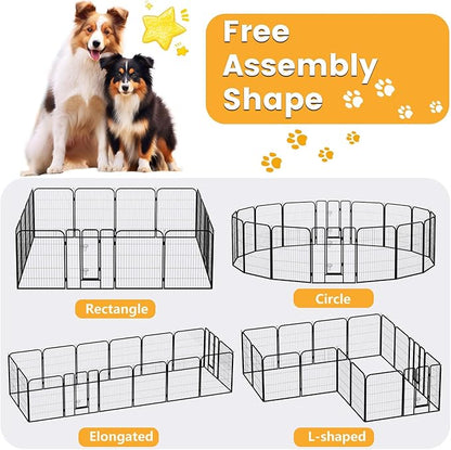 FDW Dog Playpen Dog Pen 16 Panels 40 Inch Hight Indoor Outdoor Folding Metal Portable Puppy Exercise Pen Heavy Duty Dog Fence for Yard Camping,Black
