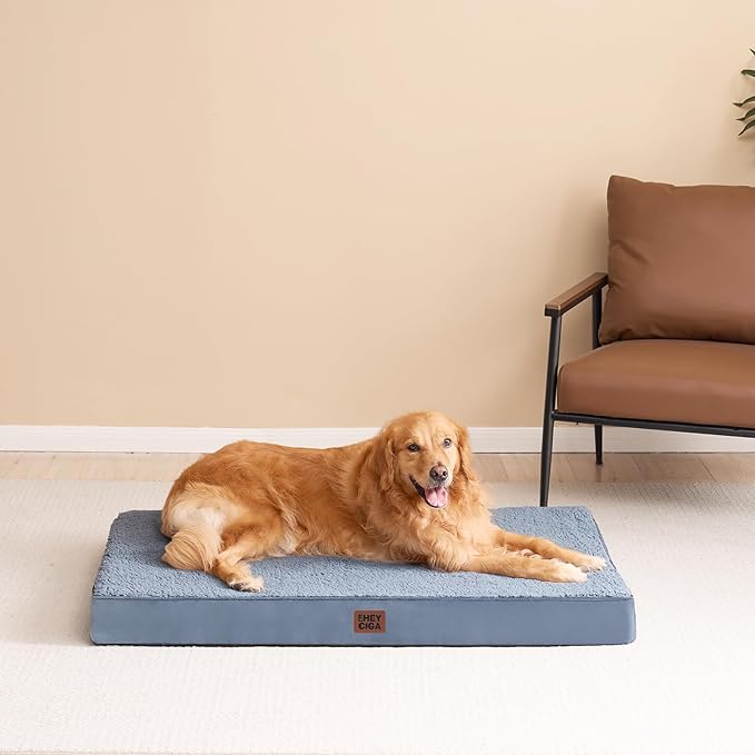 EHEYCIGA Orthopedic XL Dog Beds for Extra Large Dogs with Removable Washable Cover for Crate,Spa Blue,41x27