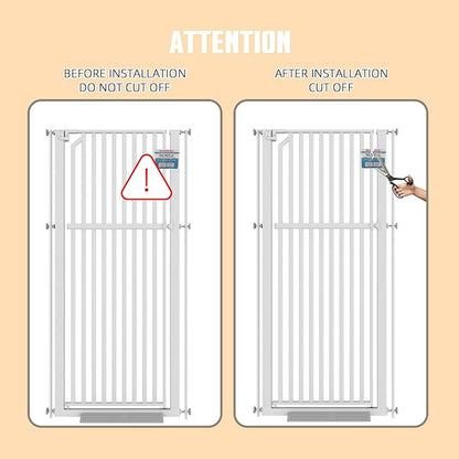 Glaf Extra Tall Pet Gate 63" Pressure Mounted Cat Door Safety Metal Cat Gate Adjustable Width Dog Door Auto-Close Dog Gates for Doorways, Stairs, Kitchen, Hallway (White, 29.92-33.46")