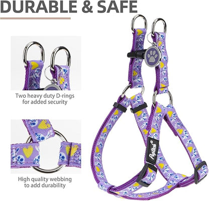 PUPTECK No Pull Easter Dog Harness Soft Adjustable Basic Nylon Step in Puppy Vest Outdoor Walking with ID Tag, Light Purple M