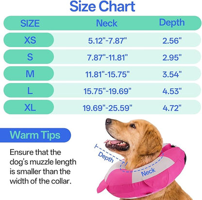 MIGOHI Soft Dog Pillow Donut Collar - Inflatable Alternative to Plastic Cone After Surgery,Adjustable Recovery E-Collar for Medium Dogs, Prevents Licking, Post-Surgical Spay Care(Large, Rosepink)