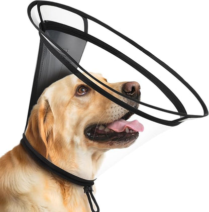 BONTHEE Clear Dog Cone Collar–Extra-Long Recovery E-Collar for Dogs, Transparent Adjustable Dog Cones Alternative for Small Large Medium Size Dogs,Protective Neck Brace with Soft Edges-XXL