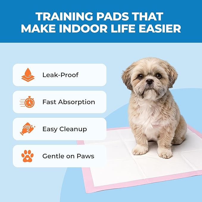 Best Pet Supplies Puppy Pads (22.5 x 22 Inches) - Disposable, Dog Training Potty , Super Absorbent Baby Pink Puppy Pee Pads for Dogs (100 Count)