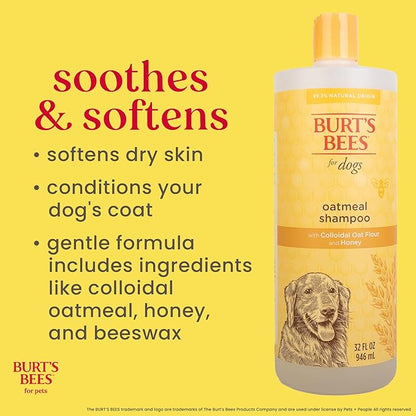 Burt’s Bees for Pets Oatmeal Dog Shampoo with Honey, Soothing Dog Shampoo for Itchy and Sensitive Skin, pH Balanced Formula That Gently Cleans and Moisturizes Dog Coats, 32 Fl Oz