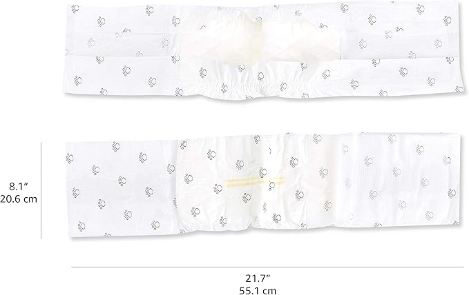 Amazon Basics Absorbent, Leakproof Male Dog Wrap Disposable Diapers with Wetness Indicator, Breathable, Small, White, 50-Pack