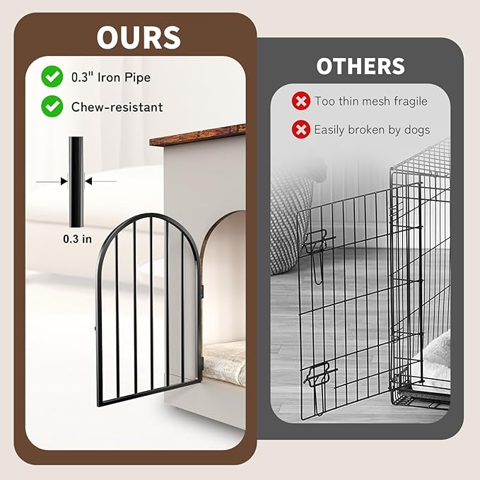 XXL Dog Crate Furniture, 47.2 Inches White Kennel Furniture with Cushion Decorative Farmhouse Crate Indoor Thick Wooden Pet House End Table Modern Cage Furniture for Medium/Large Dog