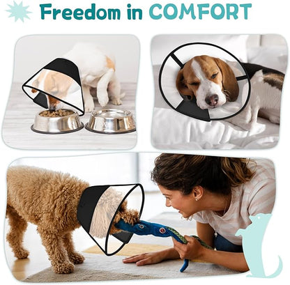 Dog Cone Collar After Surgery to Stop Licking, with Soft Waterproof Liner, Transparent PVC, for Large Medium Dogs, Elizabeth Neck Recovery Collar ALtermative(2XL)