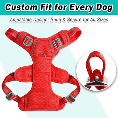 BARKBAY Dog Harness No Pull Mesh for Medium Dogs - Adjustable, Reflective, Comfortable, No Choke, Heavy-Duty - Perfect for Outdoor Training, Walking, and Hiking - Strong & Durable - M & Red Mesh