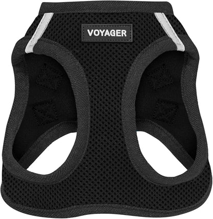 Best Pet Supplies - All Weather Mesh / Plush, Reflective, No Pull Harness for Small, Medium Dogs, Cats - Secure with Hook & Loop Fastener, Buckle, Double D-Rings - Black/Black Trim, M