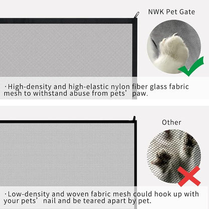 NWK Magic Dog Gate for Stairs Pet Gate for The House Providing a Safe Enclosure for Pets to Play and Rest, 6 Hooks Design (60'' X 30'')