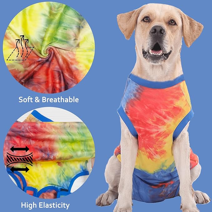 Dog Surgery Recovery Suit, Surgical Recovery Suit for Dog Male Neuter, Female Spay Shirt, Cone Alternative Pet Surgical Onesie Post Surgery Bodysuit (Tie-dye Blue, Large)