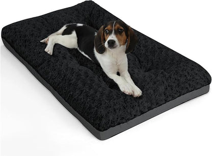 POCBLUE Washable Dog Beds for Crate, Small Plush Pet Mat for Cages, Anti-Slip Crate Pad for Outdoor/Indoor/Car Use, Comfy & Soft Kennel Pad for Dogs and Cats Up to 25 lbs, 23"x17", Black