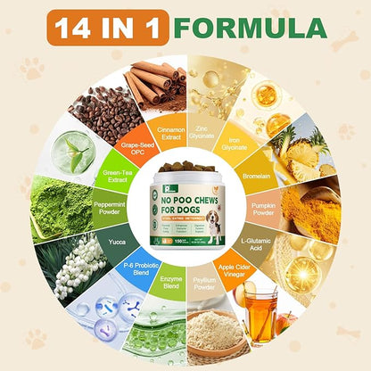 No Poo Chews - Coprophagia Deterrent for Dogs, No Poop Eating Deterrent for Dogs, Prevent Stop Dogs from Eating Poop Supplement -Gut Health & Immune Support,150ct