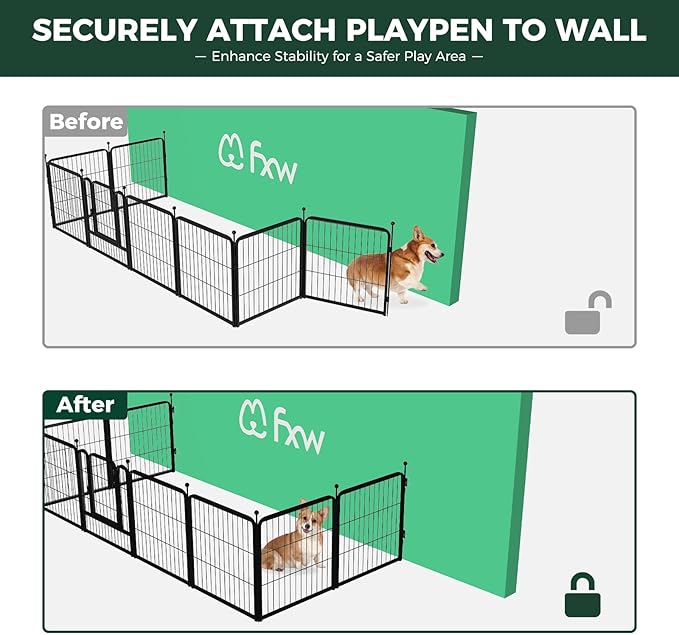 FXW Rollick Dog Playpen with Anchor Kit (Pack of 4) – 24 Inch 8-Panel Dog Pen for Small & Medium Dogs, Stable & Safe Indoor/Outdoor Play│Patented