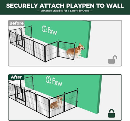 FXW Rollick Dog Playpen with Anchor Kit (Pack of 4) – 24 Inch 8-Panel Dog Pen for Small & Medium Dogs, Stable & Safe Indoor/Outdoor Play│Patented