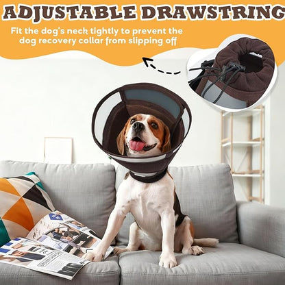 Soft Dog Cone for Dogs After Surgery,Foldable Dog's Cone Collar,Adjustable E Collar Alternative to Stop Licking,Pet Cones for Dog,Doggy Surgery Collar,Dogs Recovery Collars & Cones,Brown,M