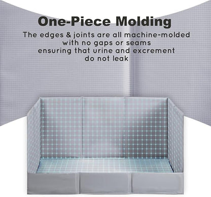 HQ4US 4LEGS Dog Litter Box, Pee Pad Holder Foldable, Indoor Dog Potty Tray for Puppy & Large Dogs, High Walls, Seamless, No Assembly, Waterproof, Easy to Clean, No Spill,Portable for Travel