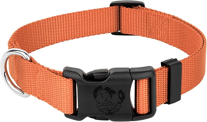Country Brook Petz - Everyday Nylon Dog Collar for Large, Medium, and Small Dogs and Puppies - for Everyday Use in 10+ Warm Colors (Extra Large, 1 Inch Wide, Coral)