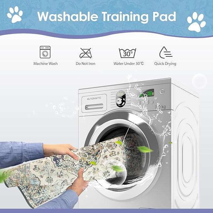 SCLOSE Washable Pee Pad for Dogs 2 Pack, 36" x 36" Reusable Puppy Pads Waterproof Dog Rugs, Super Absorbent, Leakproof, Dog Crate Pad, Playpen Mat, Whelping Pads, Vintage Medallion