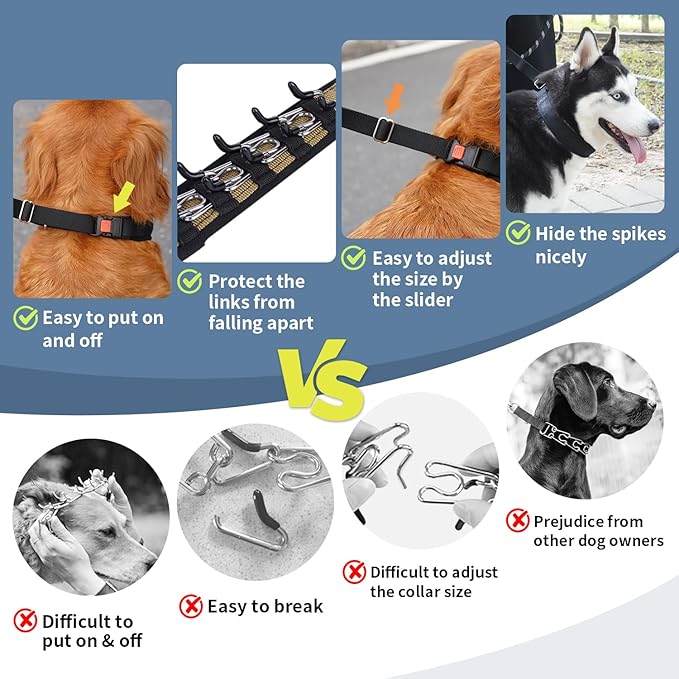 Mayerzon Dog Collar, Patented Martingale No Pull Collar for Small Medium Large Dogs with Buckle for Walking Training, Hidden Design (Black, Medium,2.5mm,14.5"-18.5" Neck)