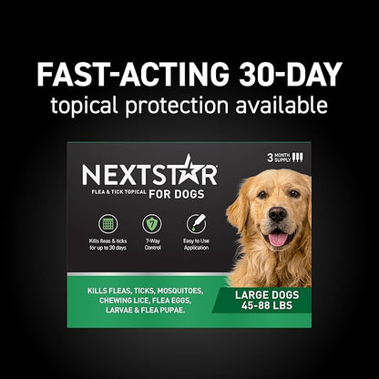 NEXTSTAR Flea and Tick Prevention for Dogs, Repellent & Control, Fast Acting Waterproof Topical Drops, Flea and Tick Prevention for Large Dogs, 6 Monthly Doses