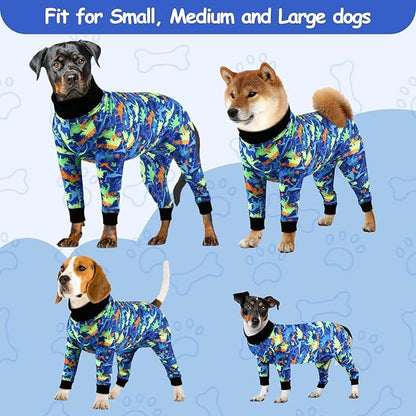Etdane Dog Surgery Suit Recovery Suit for Dogs Female Spay, Male Neuter Dog Onesie After Surgery Surgical Bodysuits Anti Shedding Suit Dinosaurs/M