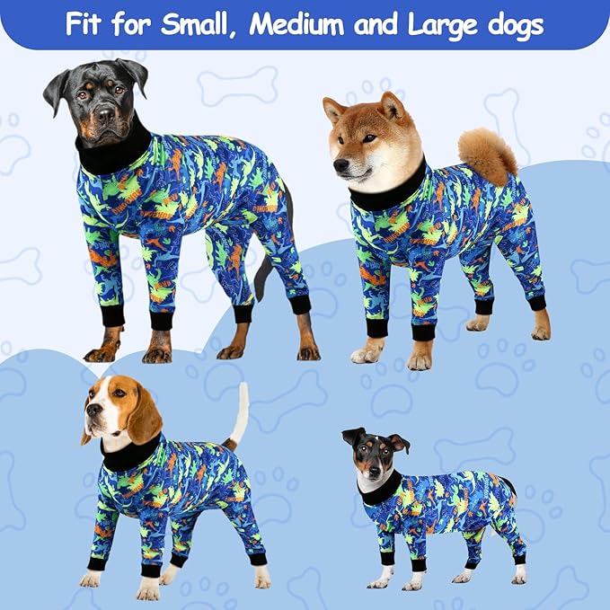 Etdane Dog Surgery Suit Recovery Suit for Dogs Female Spay, Male Neuter Dog Onesie After Surgery Surgical Bodysuits Anti Shedding Suit Dinosaurs/L
