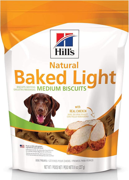Hill's Natural Baked Light Biscuit Treats for Medium-Sized Dogs, Chicken, 8 oz. Bag