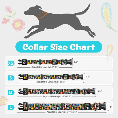 Kazazoo Dog Collar Cute and Soft Nylon Puppy Collar for Boy and Girl, Adjustable Dog Collars for Medium Large Dogs, Tropical-L