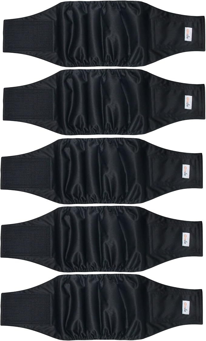 5 Pack Dog Diapers Male Reusable, Premium Belly Bands for Male Dogs, High Absorbing Dog Pee Wraps for Doggie in Incontinence and Training Black M