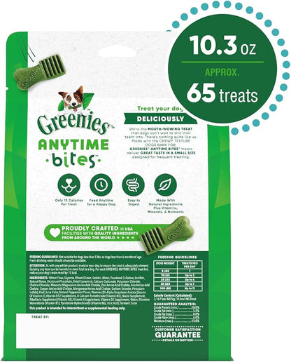 Greenies Anytime Bites Dog Treats,Mint Flavor,Dog Training Treats,10.3 oz. Bag,(Pack of 2)