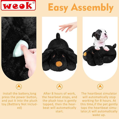 WEOK Puppy Heartbeat Toy for Separation Anxiety Relief, Heartbeat Stuffed Animal Anxiety Calming Behavioral Aid Plush Toy for Dogs Cats Pets