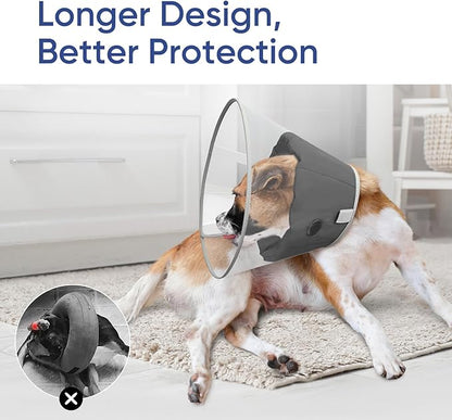 Supet Upgraded Dog Cone with Soft Liner, 20% Lighter Plastic Elizabeth Collar After Surgery to Stop Licking, for Spay Neuter Skin Problems Recovery, for Small Medium Active Large Dogs(Black,S)