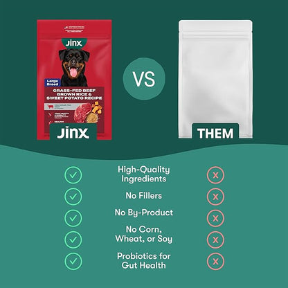 Jinx Premium Dog Food Dry for Large Breed - Adult Dog Food with Real Beef, Brown Rice & Sweet Potato Kibble with Antioxidants for Joint Health, Mobility & Immune Support - No Fillers - 30lb