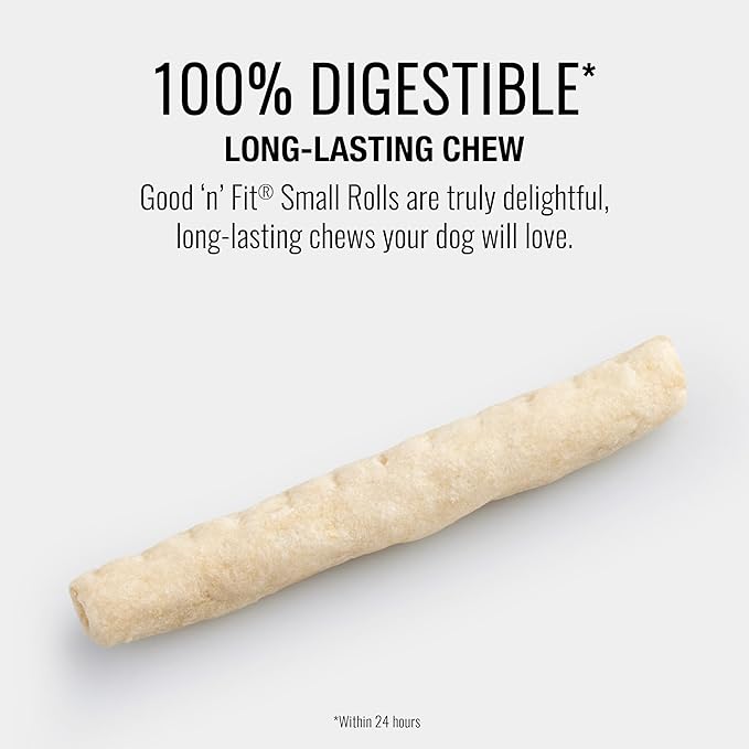 Good n Fit Small Rolls with Real Chicken Liver Flavor, 6 Count, Long-Lasting Highly Digestible Rawhide Chews for Dogs (Pack of 4)