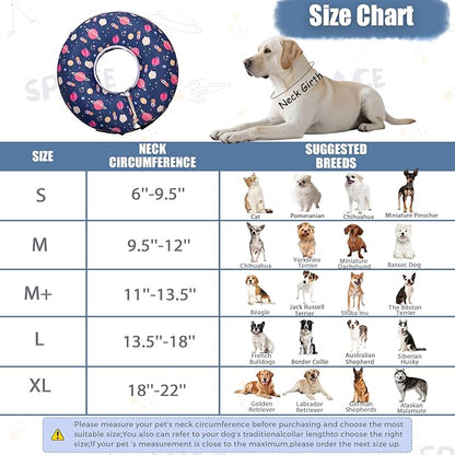 Inflatable Dog Cone Collar,Waterproof Soft Dog Donut Cone for Large Medium Small Dogs Cats, Recovery Pet E-Collar Alternatives After Surgery (Planet, Large)