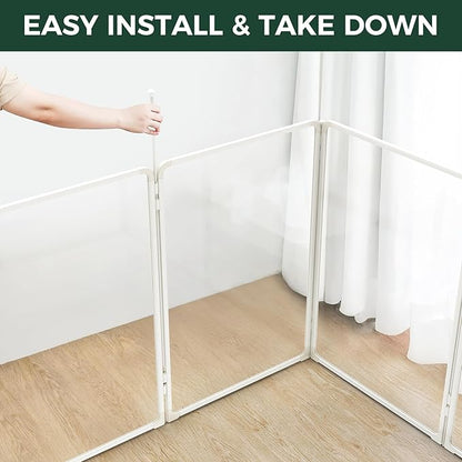 FXW AuraSpace Pro Acrylic & Wire Mesh Indoor Dog Playpen, 40" Height 6 Panels Metal Dog Pen for Medium and Large Dogs, White│Patented
