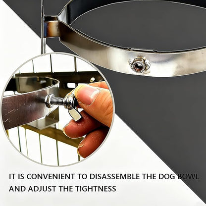 Dog Water Bowl No Spill, Stainless Steel Hanging Large Dog Crate Food Bowls for Kennel, M(1650ml/56oz)