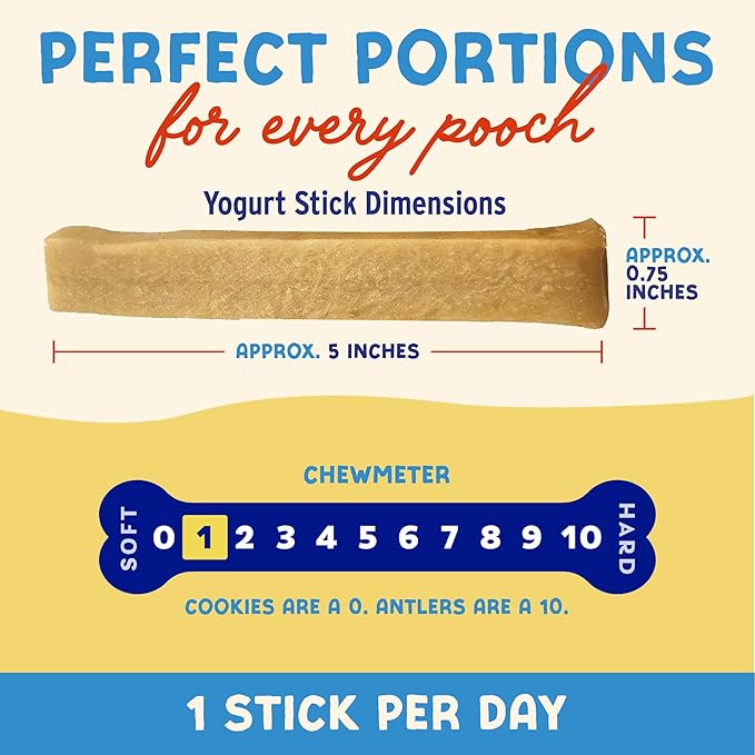 Himalayan Dog Chew Yogurt Sticks, Peanut Butter, Dog Treats With Prebiotics, Probiotics & Protein, Digestive Support, Lactose & Gluten Free, Natural Dog Treat for All Breeds, Made in America, 5 Count