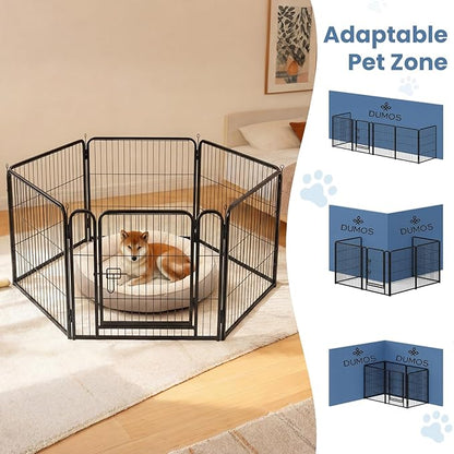 DUMOS Dog Playpen Indoor, Metal 40 Inch 6 Panels Foldable Pet Fence with Door, Outdoor Small Medium Large Dog Puppy Portable Exercise Play Pen for RV Camping, Trips, Play Yard