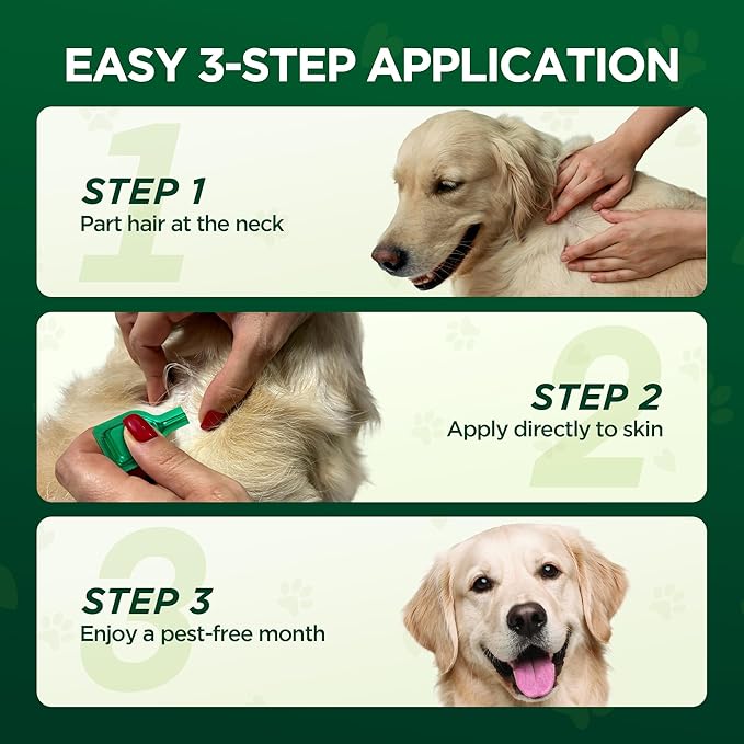 Flea and Tick Prevention for Medium Dogs, 6 Doses Treatment Helps Control Fleas, Ticks and Chewing Lice for Dogs 23-44 lbs, Waterproof, Fast Acting