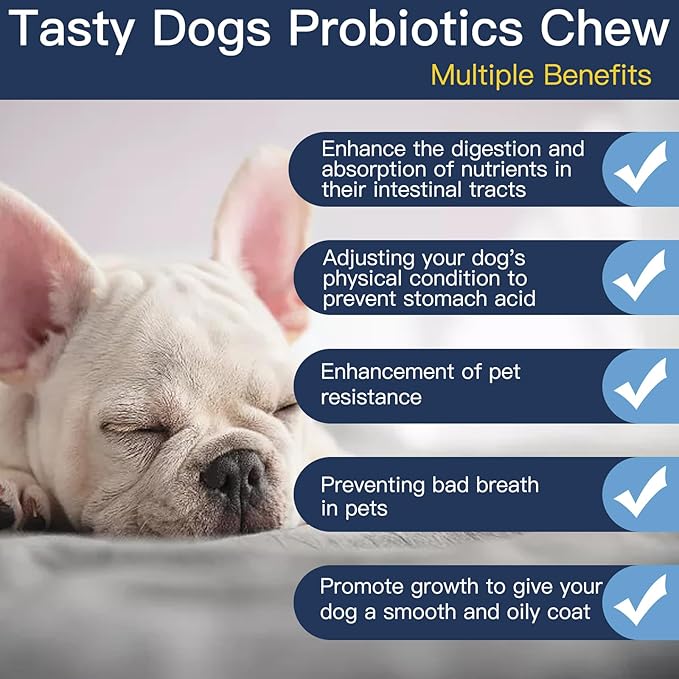 Probiotics for Dogs, Dog Probiotics for Yeast, Itchy Skin and Itchy Ears, Digestive Enzymes with Prebiotics for Digestive Health, Probiotic Chews for Dogs Support Immunity Health - (Chicken 60 Ct)