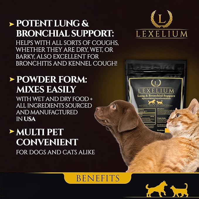 Lung & Bronchial Supplement for Dogs and Cats - Provides Breathing Support & Keeps Lung Healthy – Optimizes Lung Function & Breathing - Easy to Mix Powder - 200G