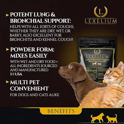 Lung & Bronchial Supplement for Dogs and Cats - Provides Breathing Support & Keeps Lung Healthy – Optimizes Lung Function & Breathing - Easy to Mix Powder - 200G